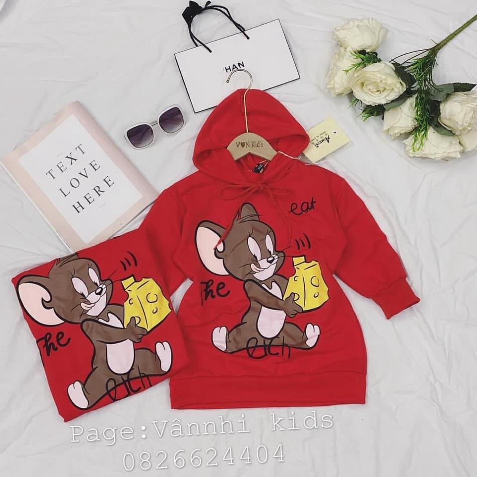 ÁO NỈ CHUỘT JERRY ĐỎ GIẤU QUẦN CHO BÉ