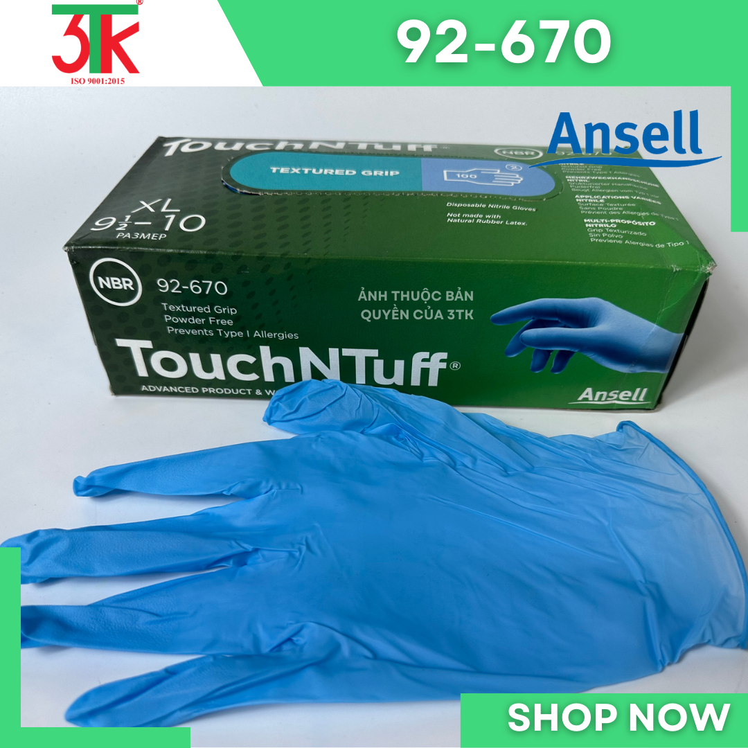 Găng tay Nitrile An sell TouchNTuff92- 670  , găng tay dùng một lần