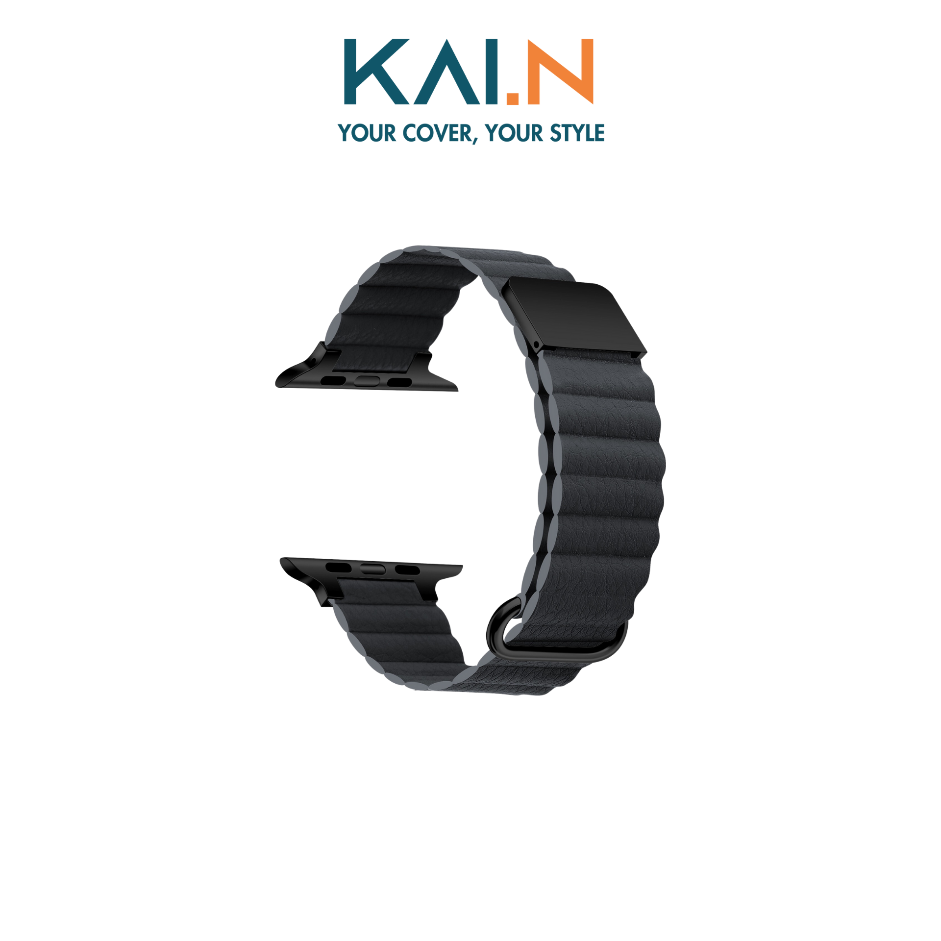 Dây Da Dành Cho Apple Watch Series 1-8/ Apple Watch SE/ Apple Watch Ultra Leather Loop Black Magnetic Kai.N- Hàng Chính Hãng