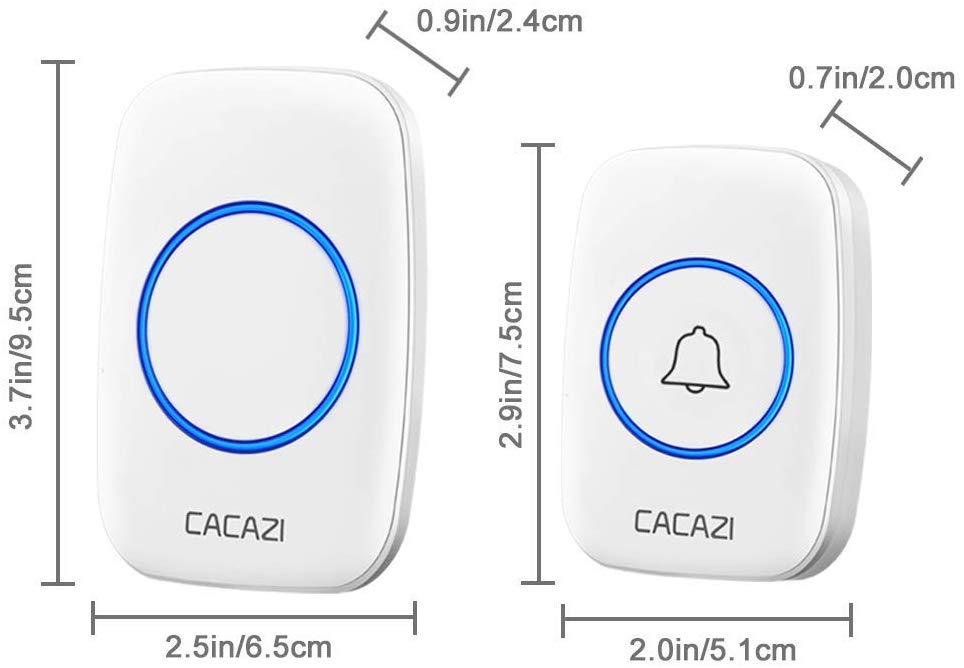 Chuông cửa không dây CACAZI khoảng cách sử dụng trong 300M, 3 mức âm lượng, 58 nhạc chuông, đèn flash Led - CA02 
