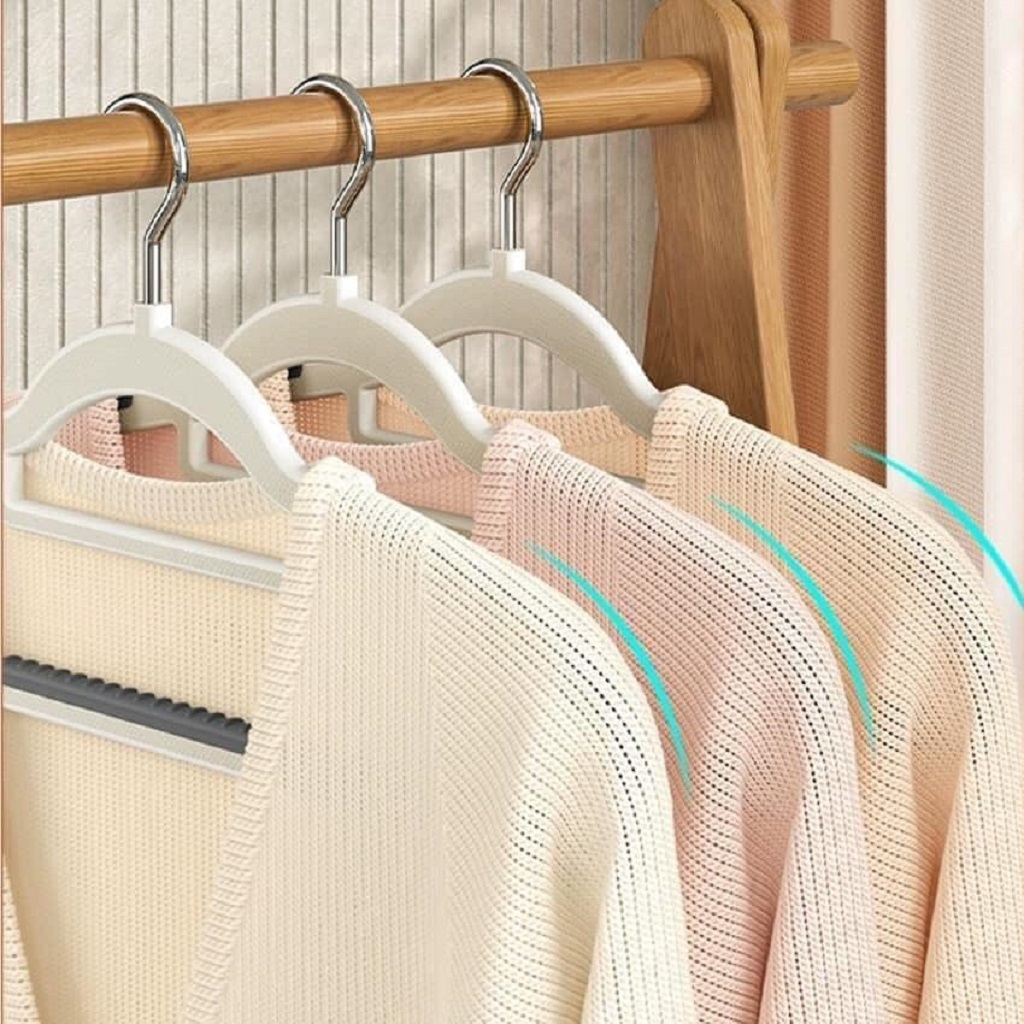 Móc Treo Quần Áo, Combo 10 Cái, Mắc Treo Quần Áo Chống Trượt Xoay 360 Độ Đa Năng