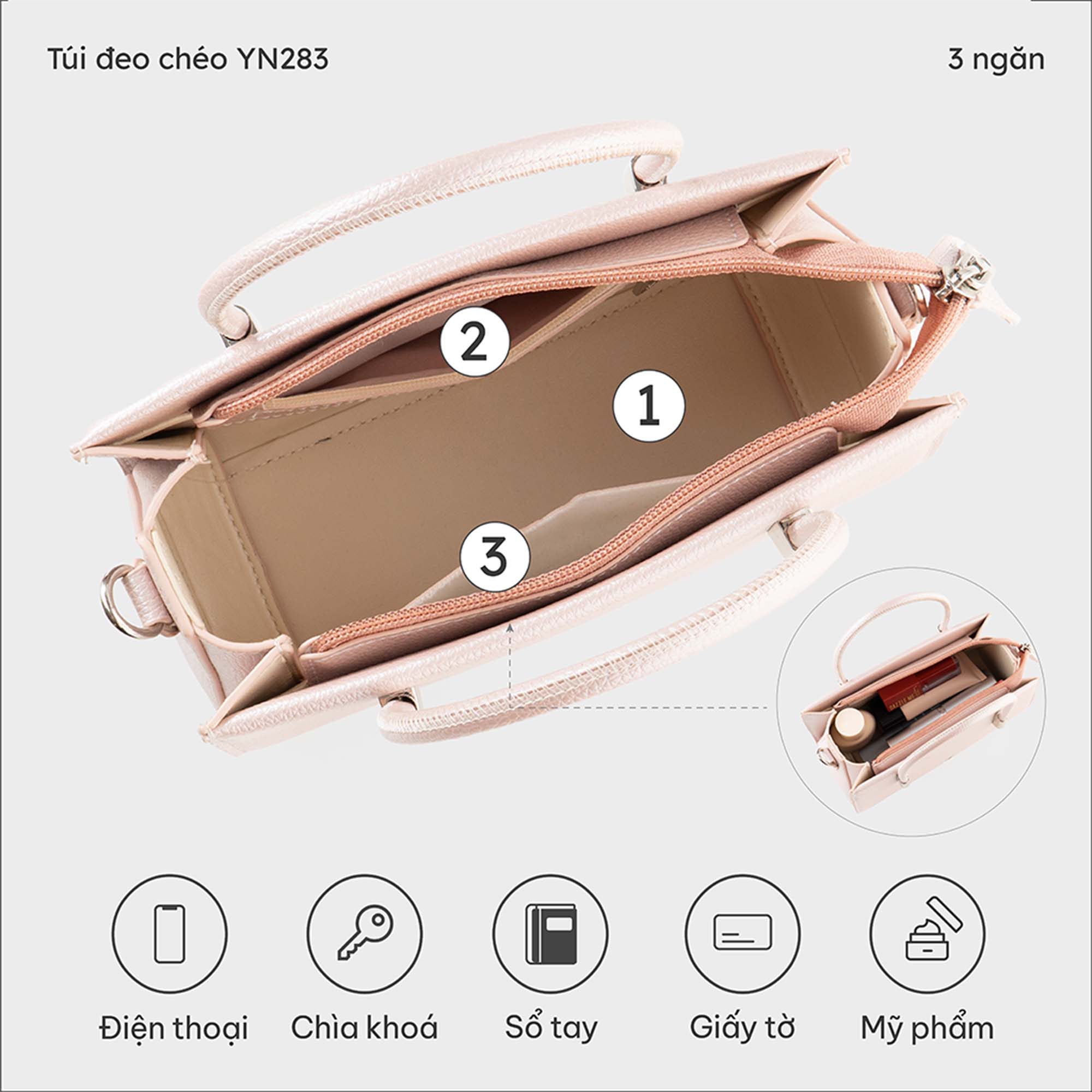 Túi đeo chéo nữ YUUMY YN283 (BST Pink Obsessed)
