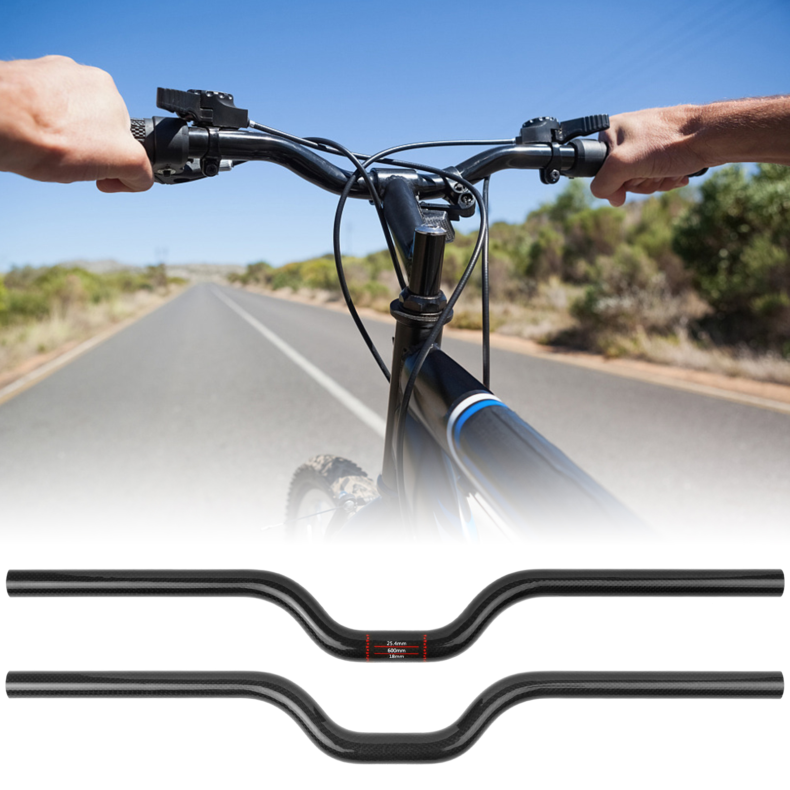 Ghi Đông Xe Đạp Leo Núi Bằng Sợi Cacbon Siêu Nhẹ 600mm Kẹp 25.4mm