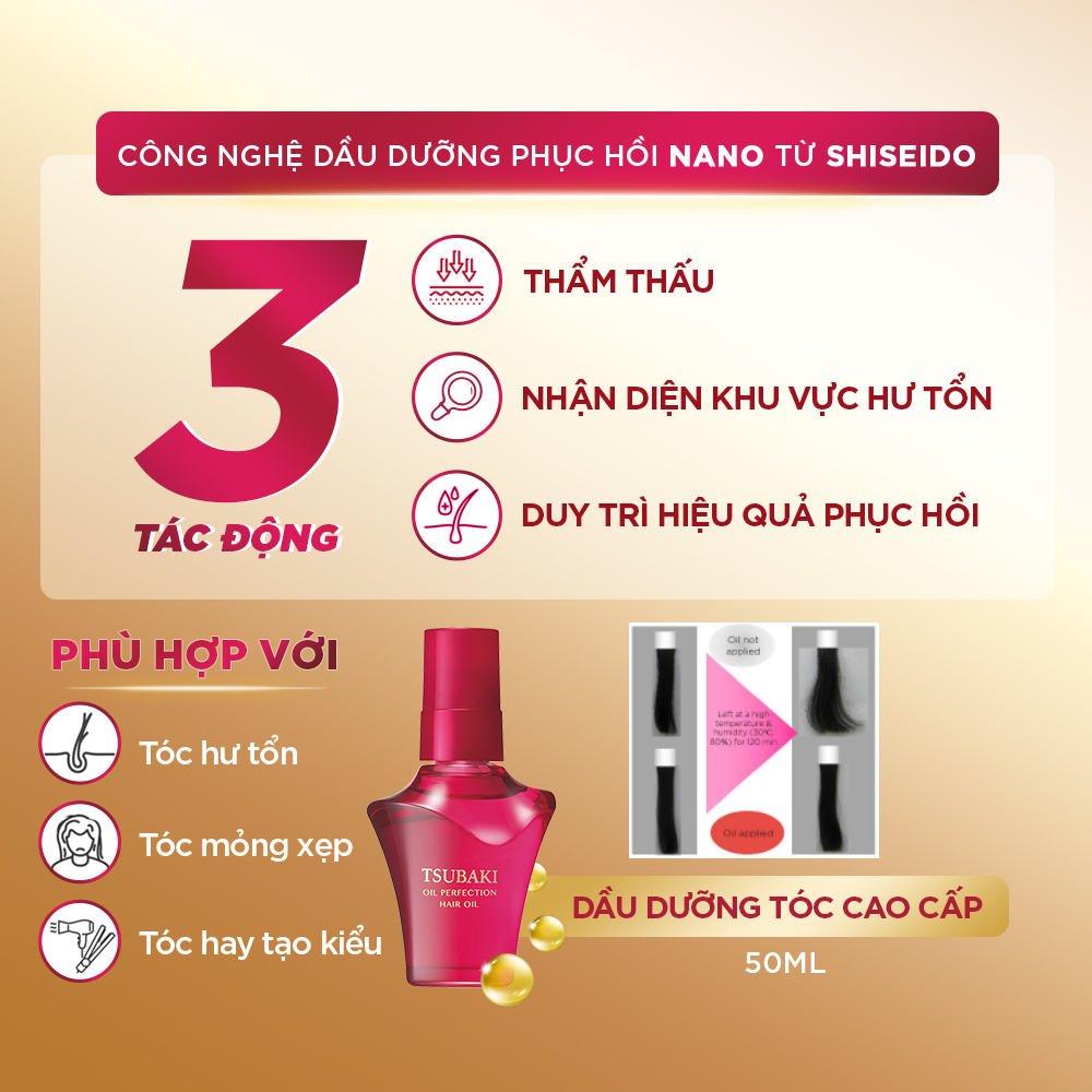 Dầu dưỡng tóc Phục hồi hư tổn 50mL - TSUBAKI OIL PERFECTION HAIR OIL 50ML