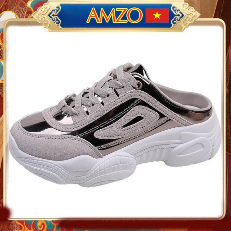 Giày Sneakers Nữ, Giày Thể Thao Nữ- Giày Sục Thể Thao Nữ Đế Gồ Màu Bạc Siêu Hot Shop AMZO Giày Nữ Cao Cấp