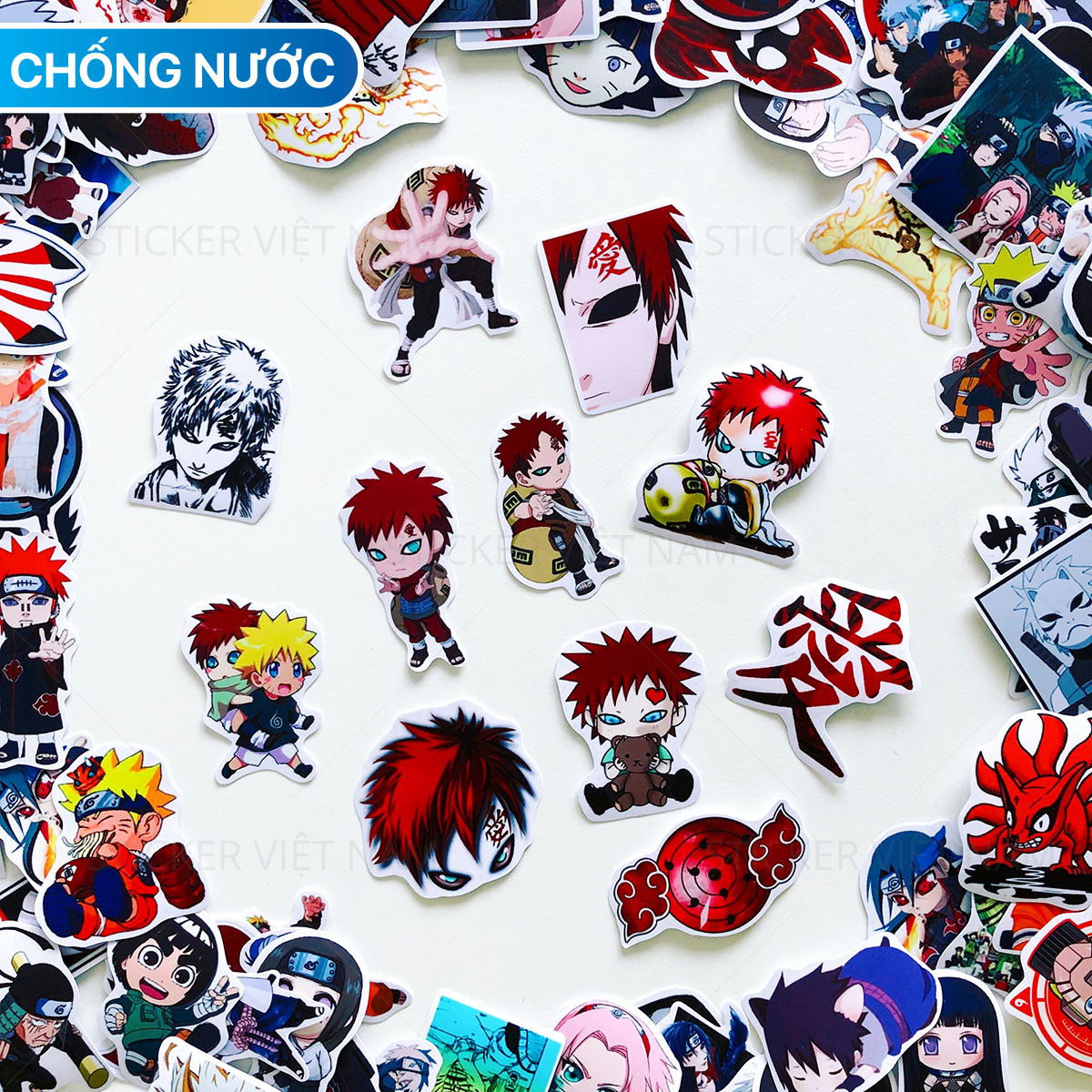 Sticker Naruto Anime Manga - Chất Liệu PVC Chất Lượng Cao Chống Nước - Kích Thước 4-8cm