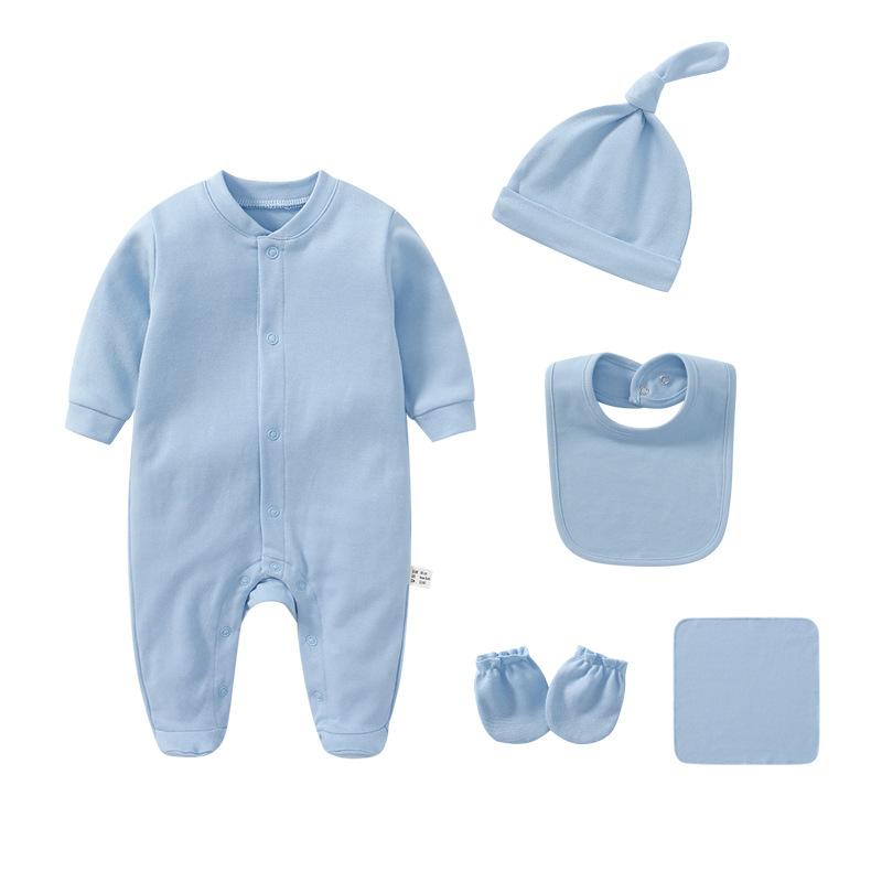 2021 Sơ Sinh Bé Trai Quần Áo Bộ 5 Chiếc Unisex Chắc Chắn Cotton Bé Gái Quần Áo Bộ Đồ Ngủ Liền Quần Mùa Xuân, Mùa Thu Ropa bebe