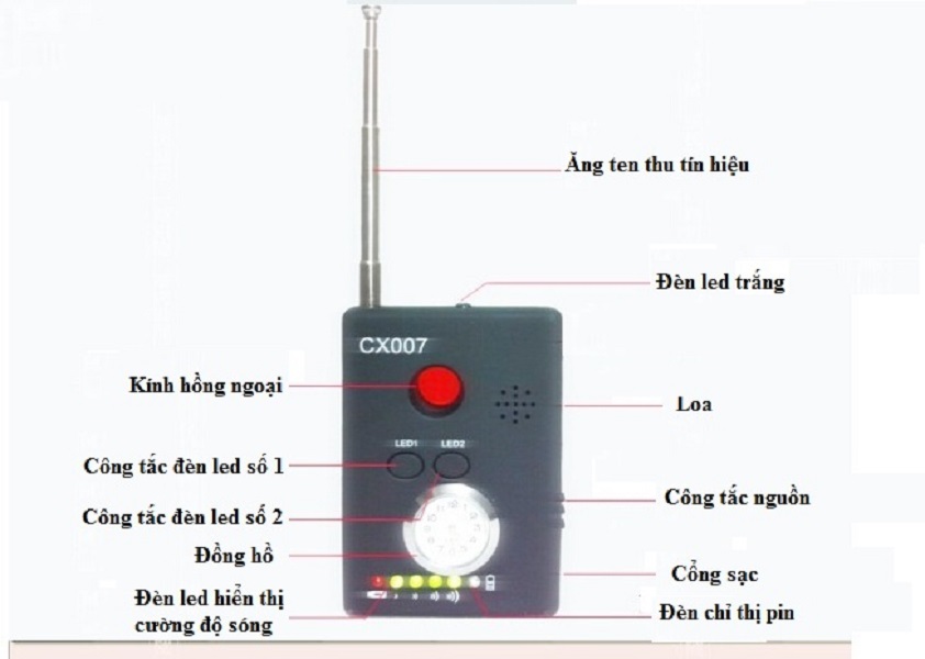 Máy Phát Hiện Camera quay trộm Và máy Ghi Âm nghe lén Cx007