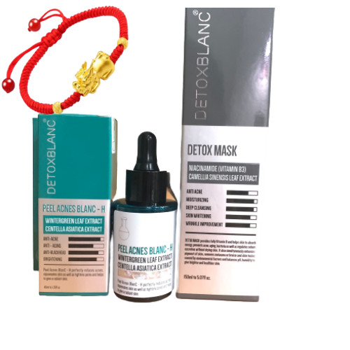 Combo Detox Blanc Thải độc Giảm mụn tận gốc Mặt Nạ Detox mask và Serum mụn Lộc Đề + Tặng kèm vòng tay thời trang may mắn