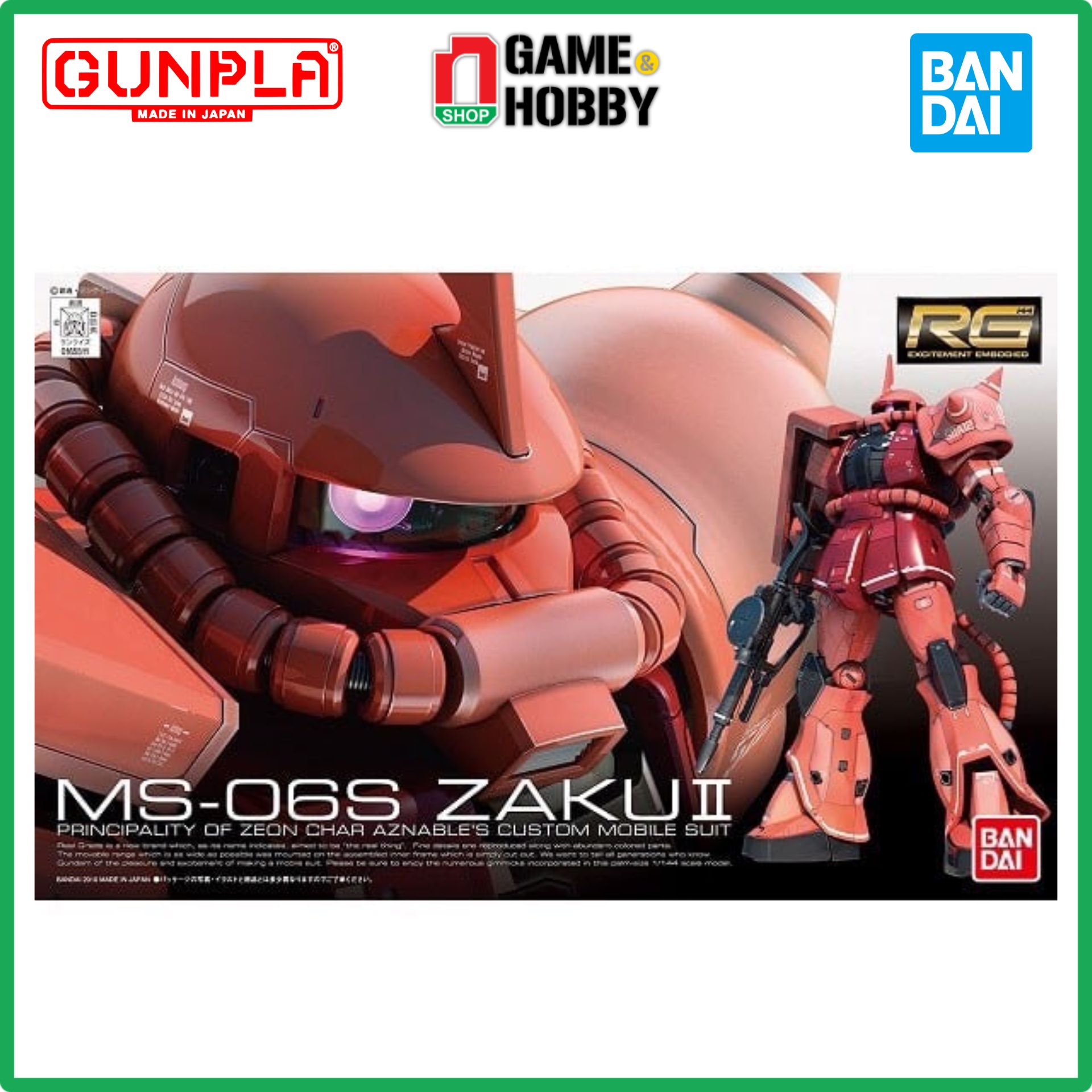 Mô Hình Lắp Ráp MS-06S ZAKU II CHAR AZNABLE CUSTOM MOBILE SUIT - RG - 1/144 - MÔ HÌNH GUNDAM CHÍNH HÃNG