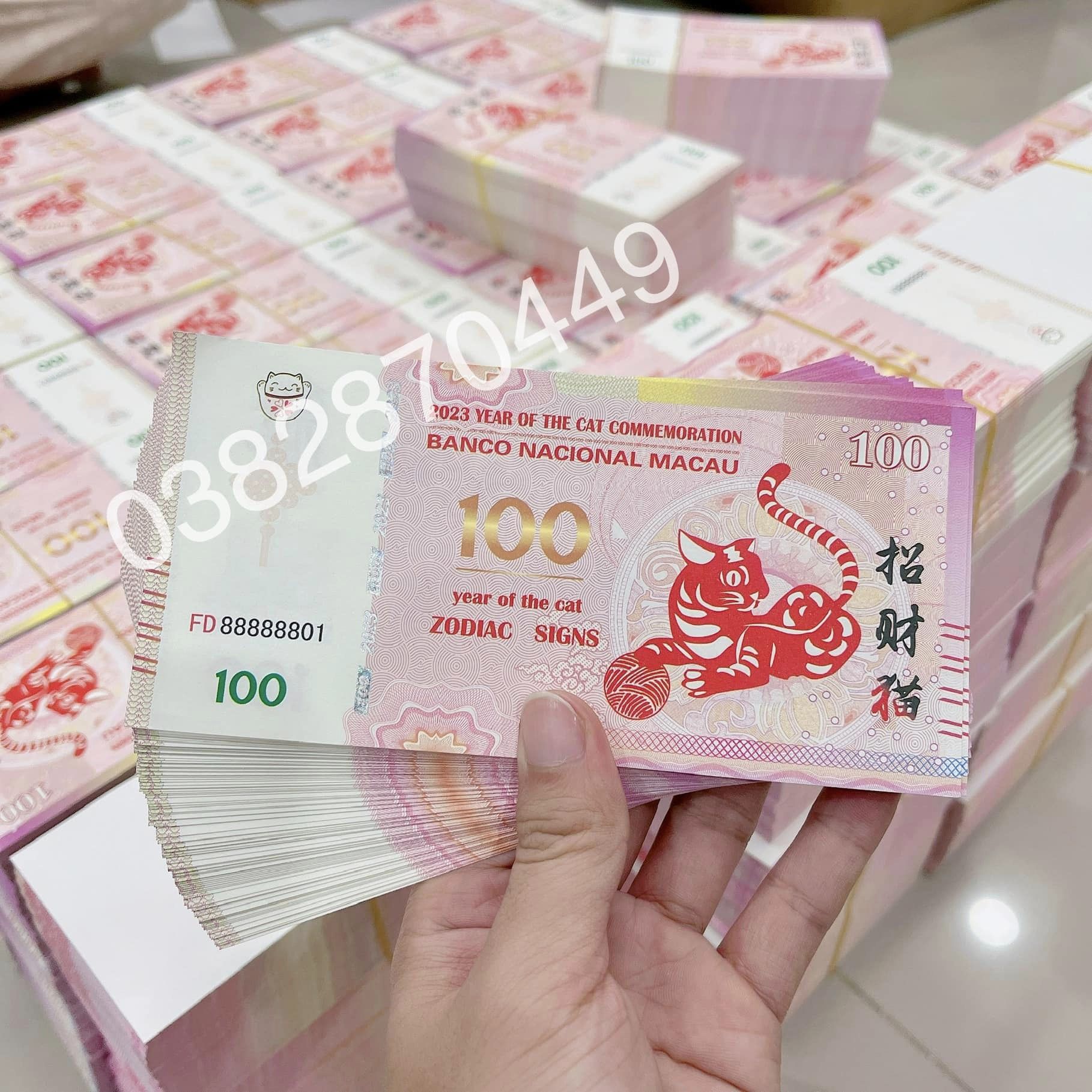 Tiền Con Mèo Macao Bảo An 100 Patacas Kỷ Niệm Lì Xì Tết Năm Quý Mão 2023 Phong Thủy May Mắn