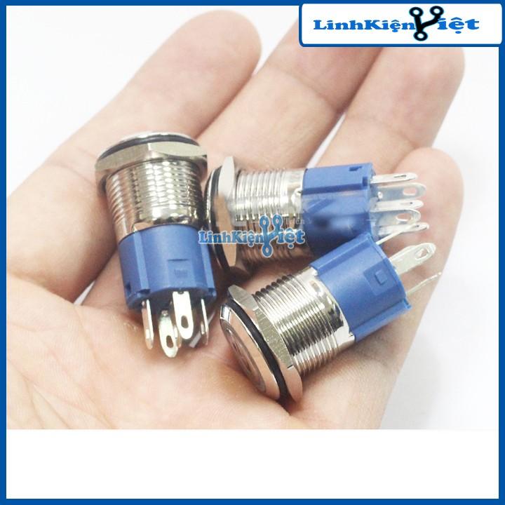 Nút Nhấn Đề Sắt Chống Nước Có Đèn Báo 12VDC-16mm Nhấn Nhả