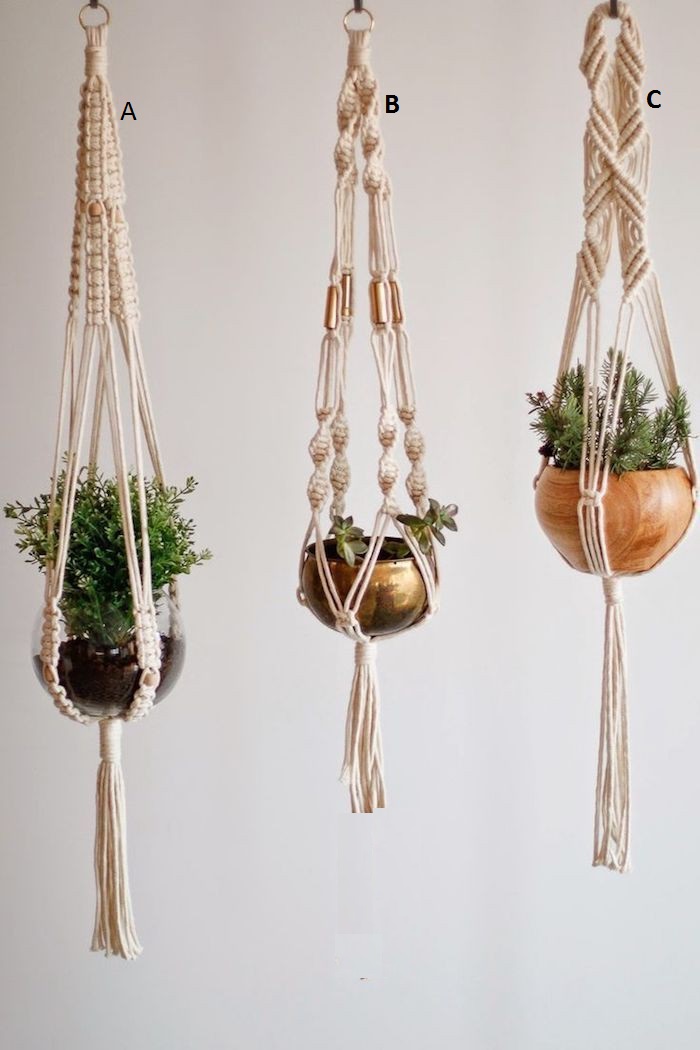 Set 3 dây treo trang trang trí chậu cây cảnh tết macrame độc đáo
