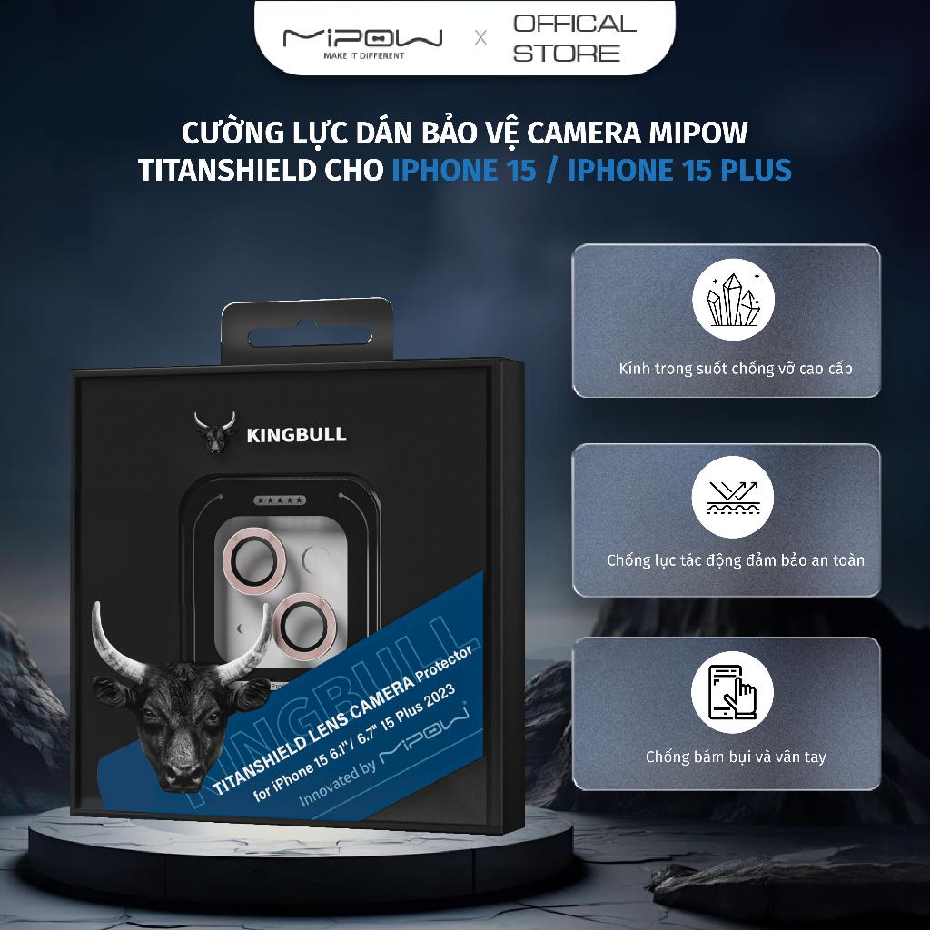 Hình ảnh Cường lực dán bảo vệ camera MIPOW TitanShield cho iPhone 15 / 15 Plus - Hàng chính hãng