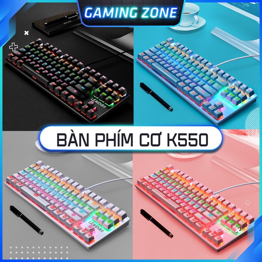 Bàn phím cơ máy tính chuyên game K550 PRO Blue Switch 87 phím 10 chế độ LED RGB có dây