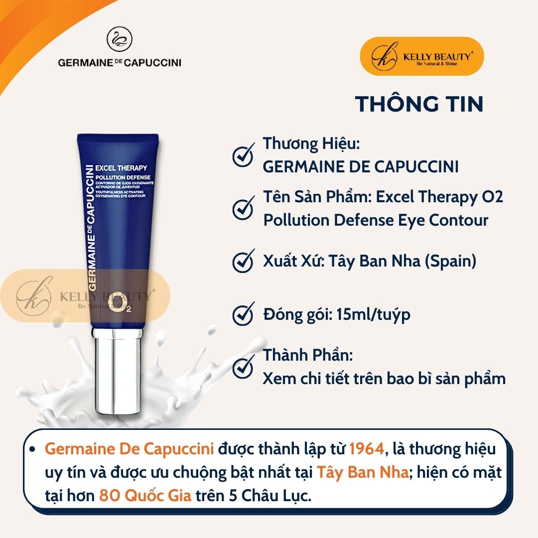 Kem Dưỡng Mắt Germaine ET O2 Pollution Defense Eye Contour - Giảm Quầng Thâm, Bọng Mắt, Mờ Nếp Nhăn | Kelly Beauty