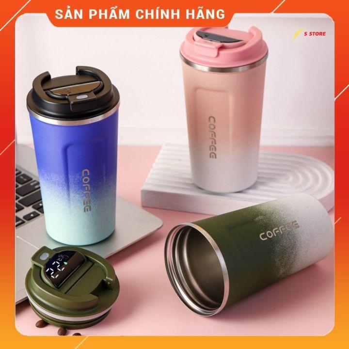 Ly giữ nhiệt cầm tay Coffee hiển thị nhiệt độ,bình giữ nhiệt nhiều màu sắc inox 304 cao cấp 500ml