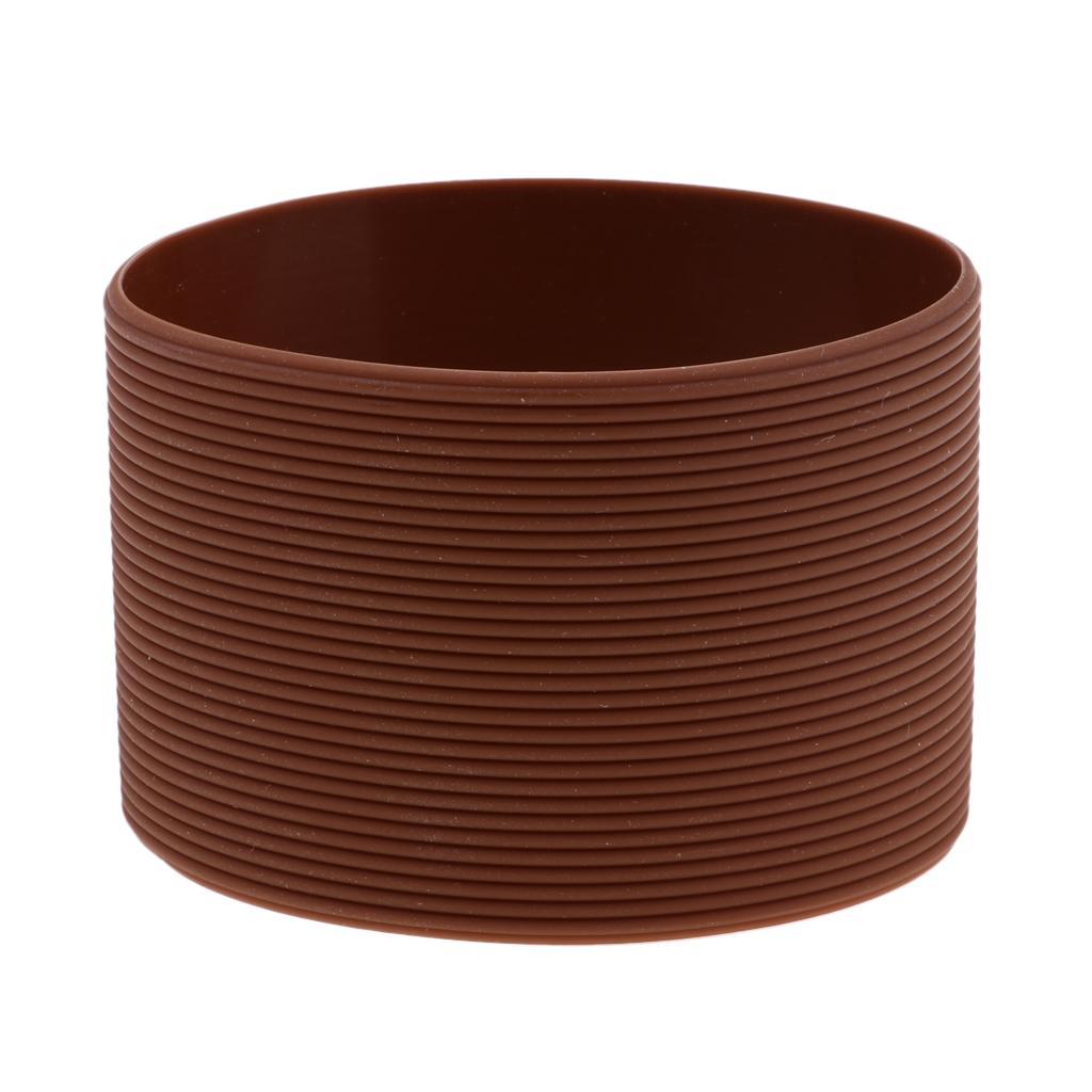 3-4pack Outdoor Silicone Round Non-slip Water Bottle Mug Cup Sleeve Cover brown