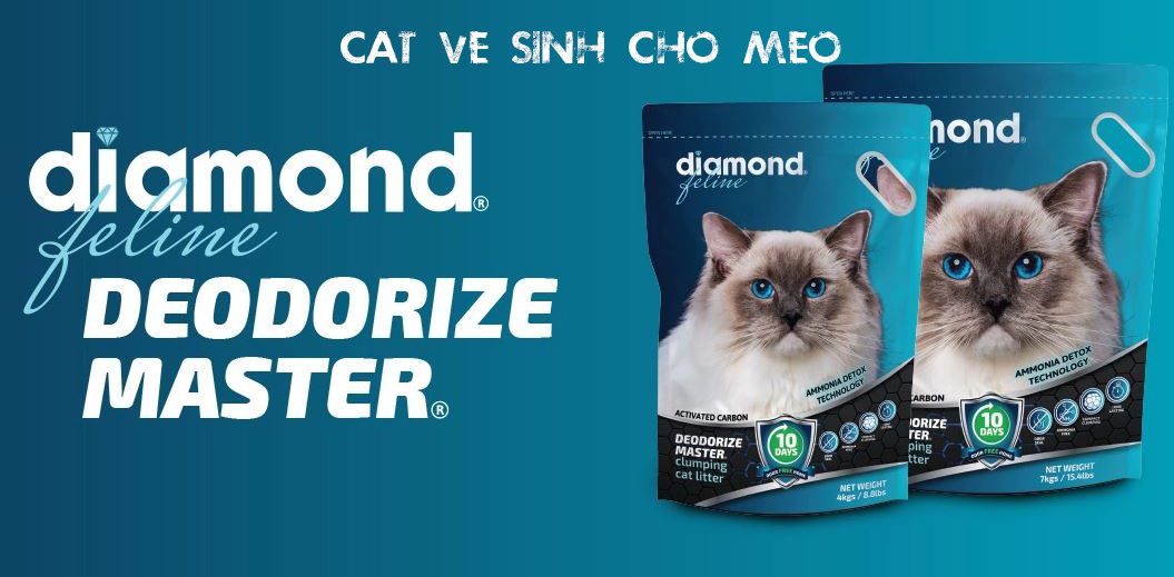 Cát vệ sinh cho mèo Công nghệ carbon siêu vón siêu khử mùi Diamond Feline túi xanh 7kgs/ 15Lbs
