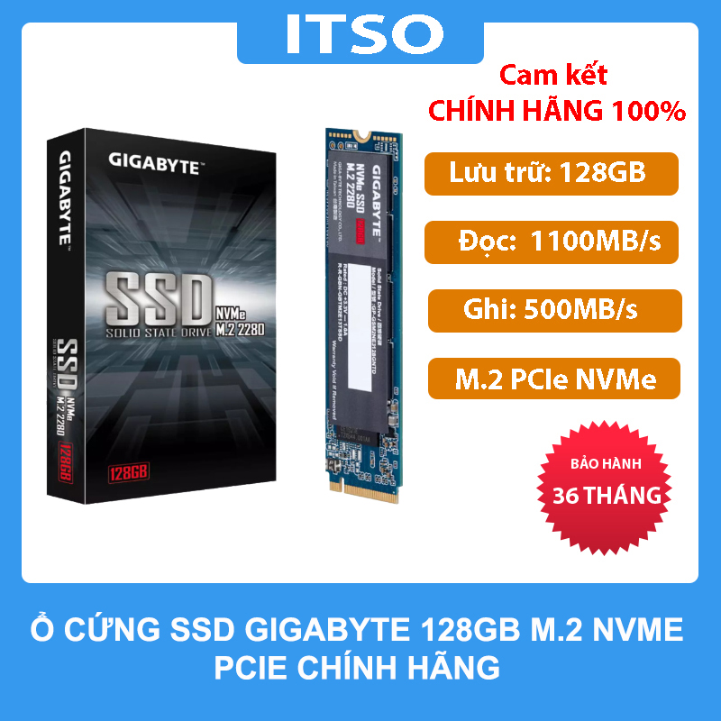 Ổ cứng SSD Gigabyte 128GB M.2 PCIe NVMe Gen3x4 - Hàng chính hãng