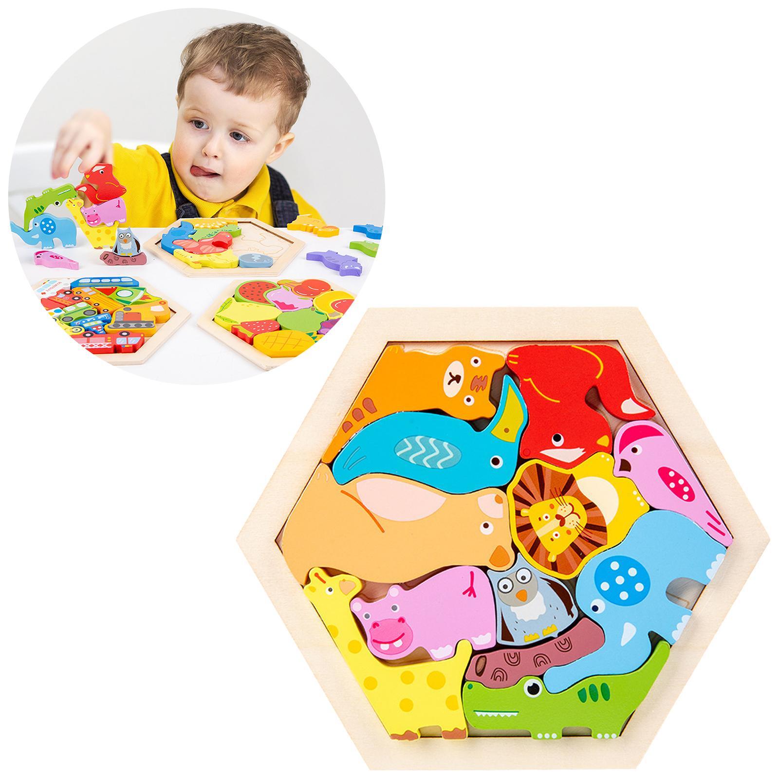 Wooden Jigsaw Puzzles Sorting Stacking Blocks Educational Toy