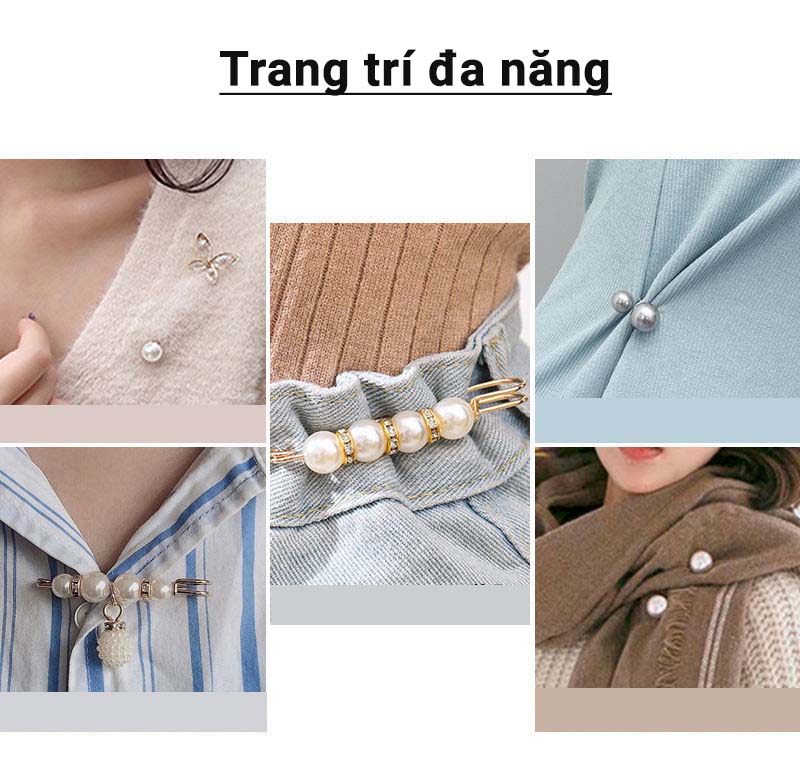 Set Ghim Trâm Cài Áo Ngọc Trai 2 Đầu KUNBE, Kiểu Dáng Mới Thiết Kế Sang Trọng Phong Cách Thời Trang