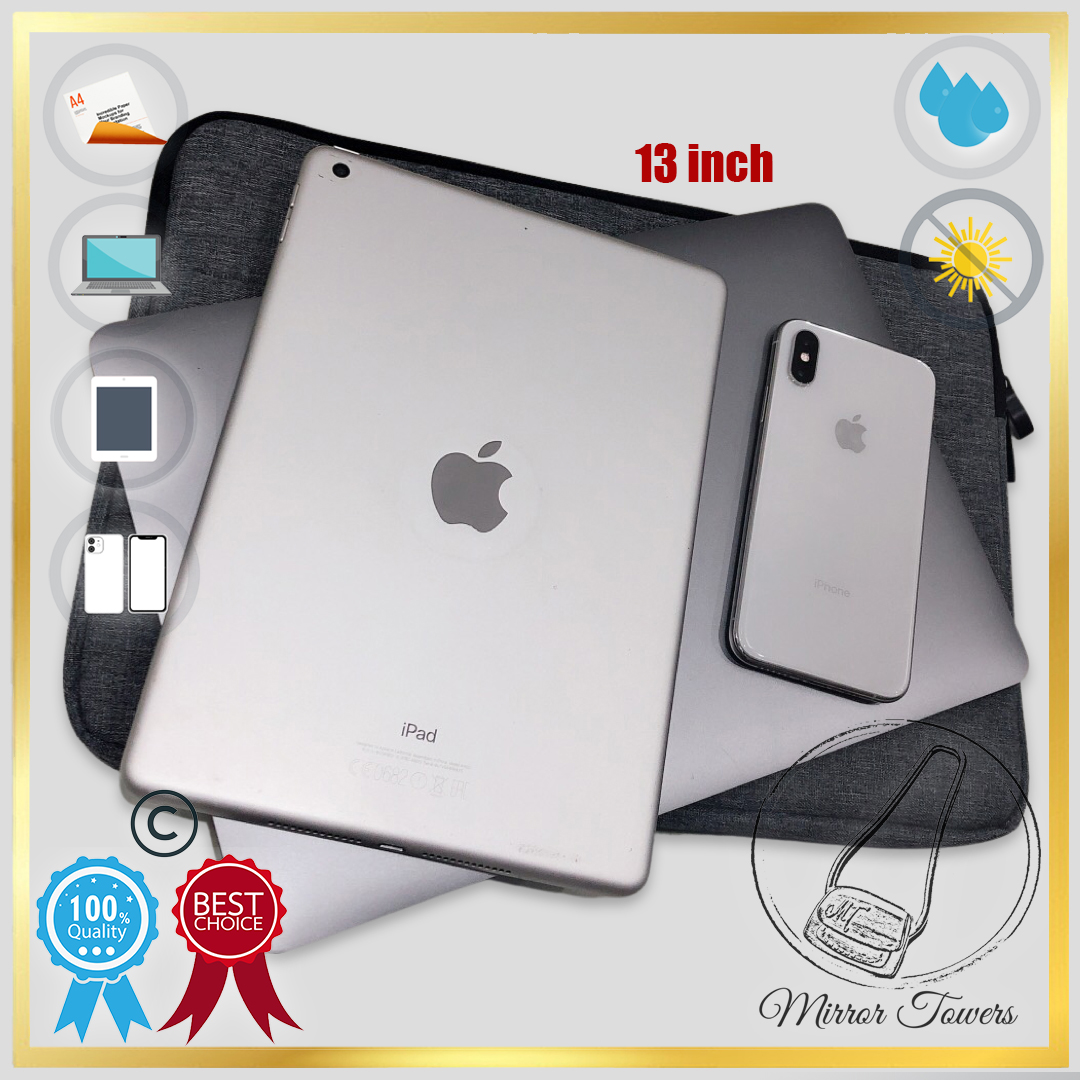 Túi Chống Sốc Cho Macbook 13 Inch, 14 Inch, 15 Inch, Bao Chống Sốc Chất Liệu Polyster, Chống Thấm Nước Nhiều Inch Để Chọn - 13 Inch, Màu Xám