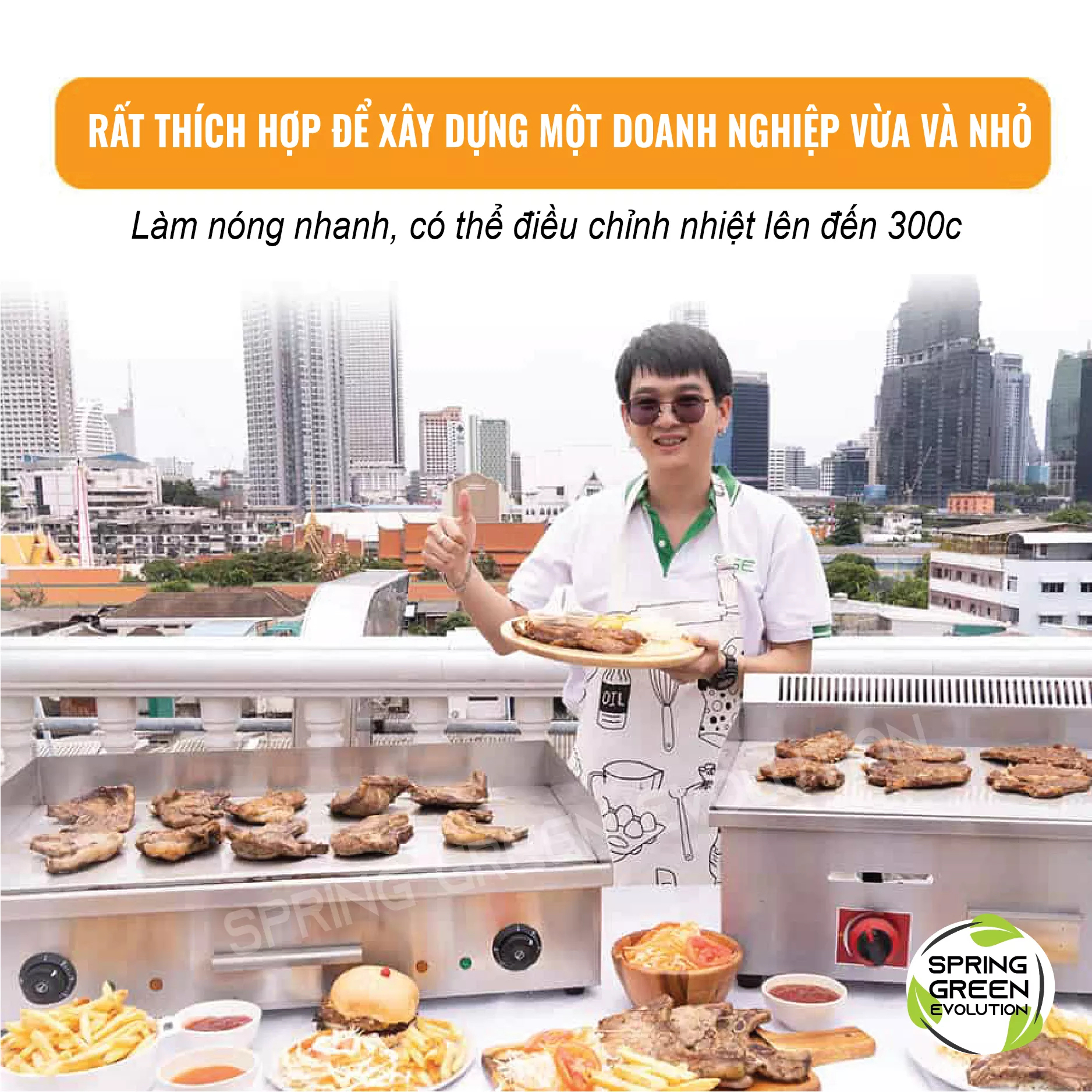 Bếp Chiên Nướng Sử Dụng Điện GDE55. Giá Cả Phải Chăng, Phù Hợp Với Các Quán Ăn, Nhà Hàng Hay Doanh Nghiệp Vừa Và Nhỏ. Có Thể Nướng Thịt, Làm Hamberger, Các Món Xào. Hàng Nhập Khẩu Chính Hãng SGE Thailand