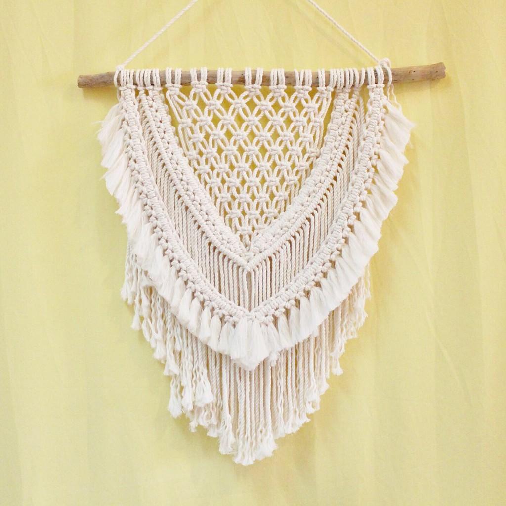 Phụ kiện trang trí treo tường macrame Boho - Ảnh thật- có làm kích thước và màu sắc theo yêu cầu  