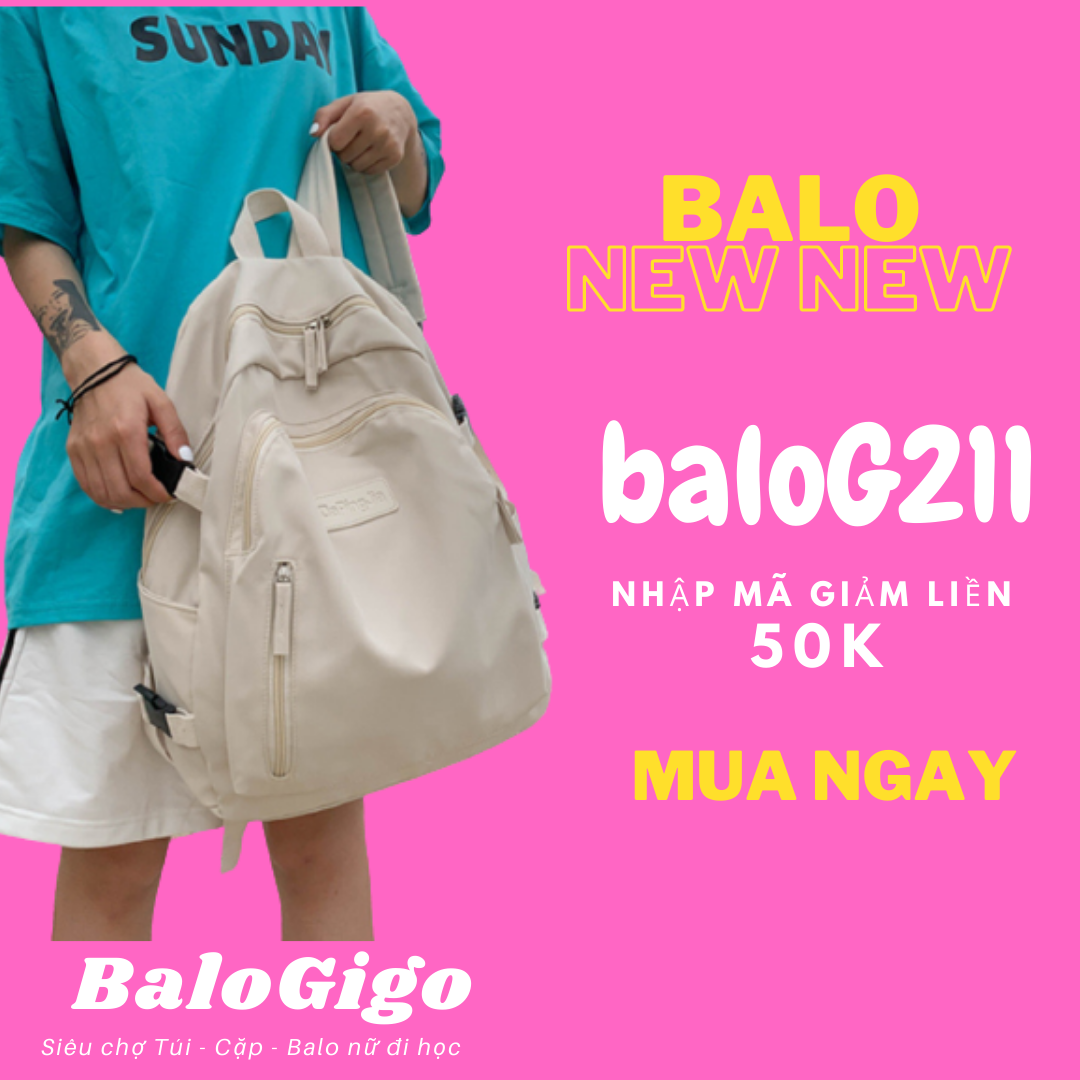 Balo basic trơn vải ulzzang phong cách Hàn Quốc dễ thương G211 - BaloGigo
