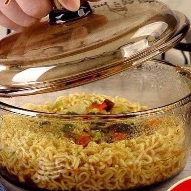 Âu thuỷ tinh có nắp màu hổ phách 1 lít