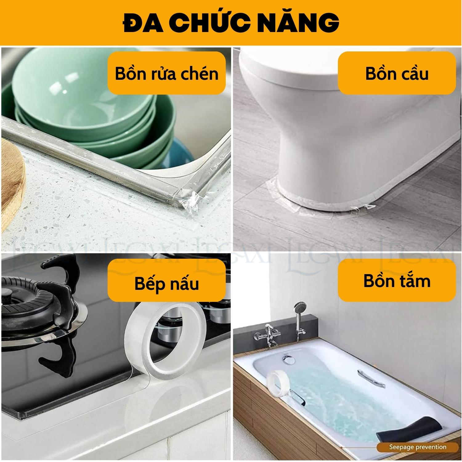 Băng keo dán viền mép bếp trong suốt chống thấm chống dầu mỡ chống nấm mốc bồn rửa bát lavabo Legaxi