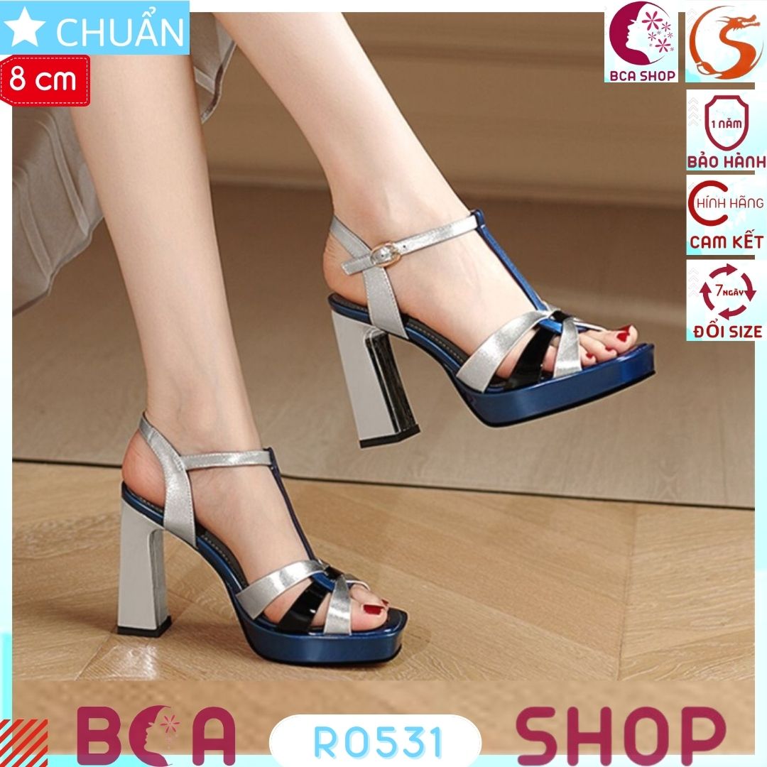 Giày cao gót nữ 8p RO531 ROSATA tại BCASHOP hở mũi, phối màu sành điệu dành cho giới thượng lưu