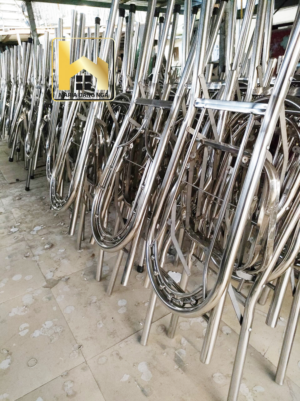 Ghế xếp inox CAO BỐN SONG LƯỢN