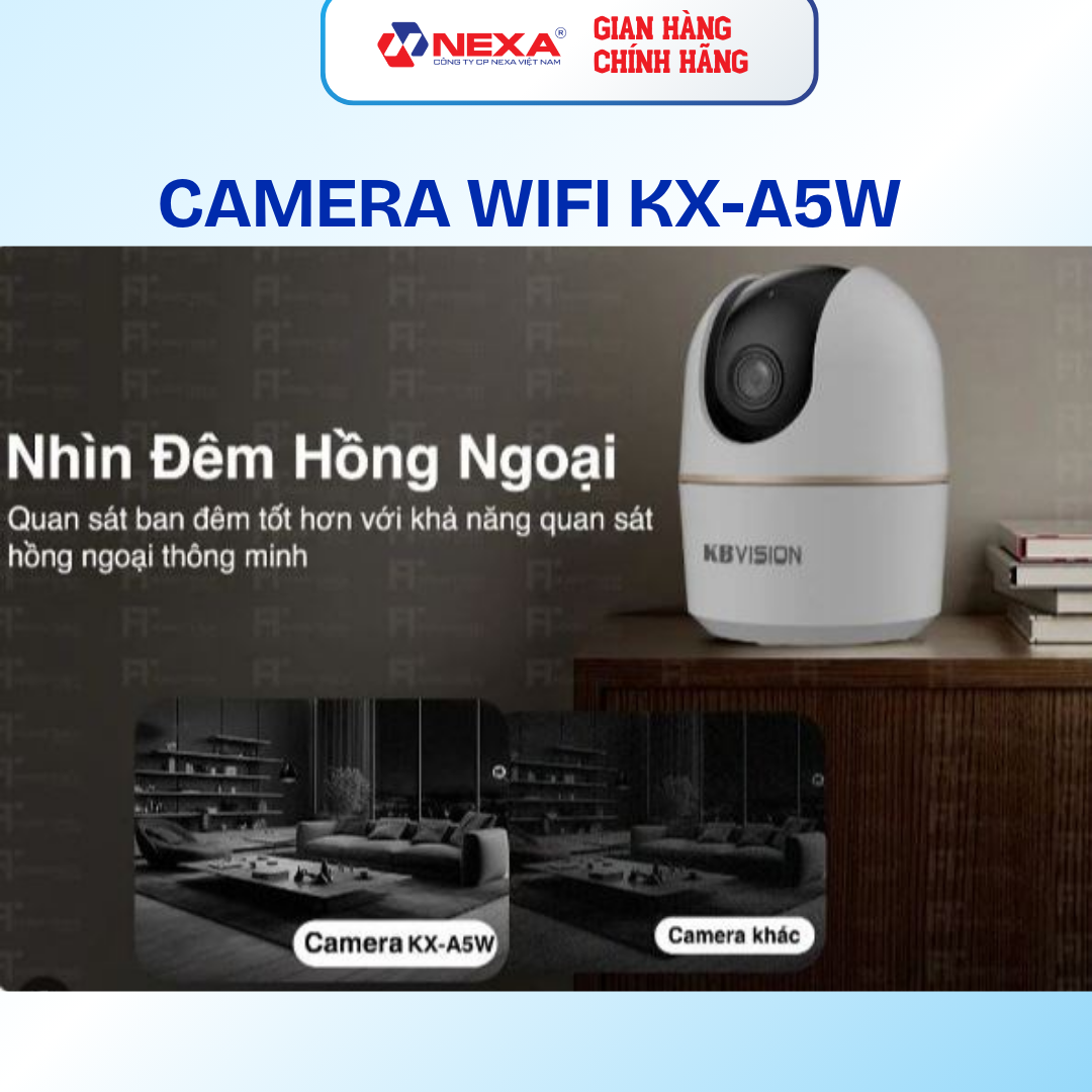 Camera Wifi KBVISION KX-A5W 5MP Xoay 360°, Đàm Thoại 2 Chiều, Cảnh Báo Chuyển Động, Hàng Chính Hãng