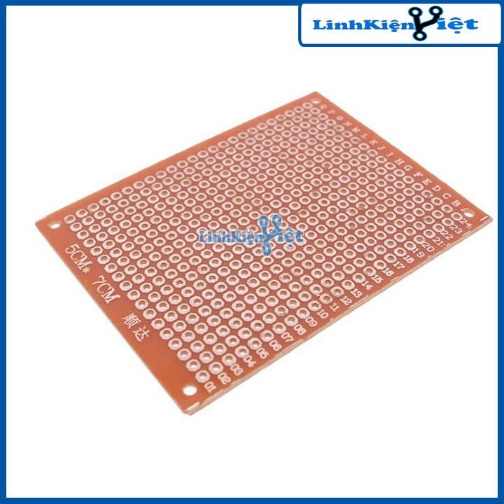 Phíp Đồng Lỗ - Bảng Mạch Đục Lỗ Sẵn PCB Nâu Kích Thước 5x7cm