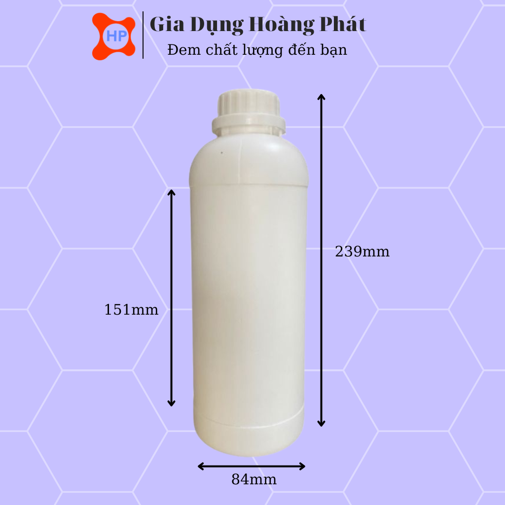 Chai Nhựa HDPE (250ml - 500ml - 1000ml) - Nắp Trắng / Xanh Màu Ngẫu Nhiên + Seal Chống Tràn Khò Nhiệt