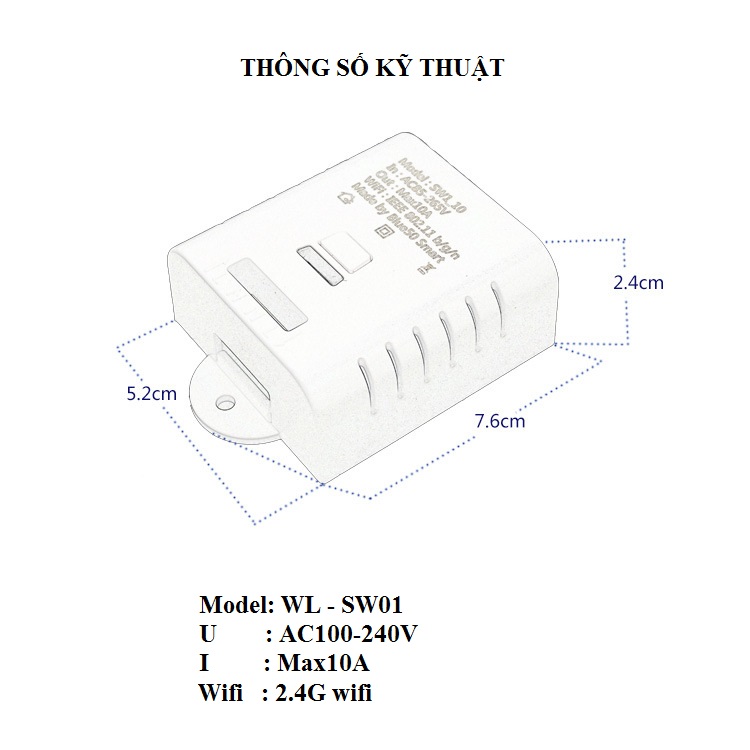 Công tắc bật tắt điều khiển thiết bị điện từ xa bằng Wifi - Hàng chất lượng cao