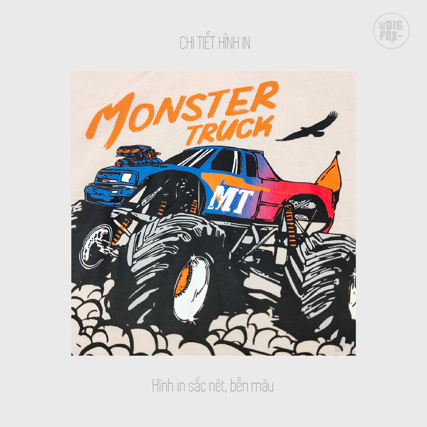 Bộ Ba Lỗ Bé Trai Bigfox, Bộ Quần Áo Trẻ Em Mùa Hè Chất Cotton Mát In Hình Monster Truck