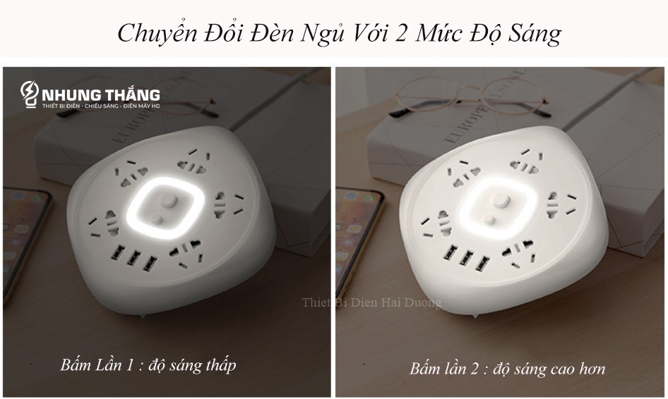 Ổ Cắm Điện Thông Minh Có Đèn Chuyển Đổi Đa Chức Năng OD-341 Dây Dài 2m8,4m8 - Có Đầu Cắm USB Chuẩn Sạc An Toàn Chống Giật - Có Video