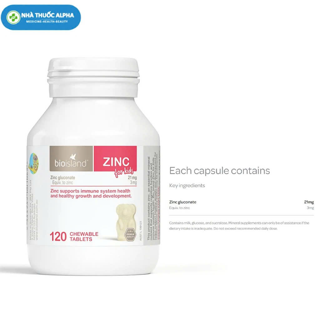 Viên Uống Bổ Sung Kẽm Cho Trẻ bioisland Zinc 120 Viên