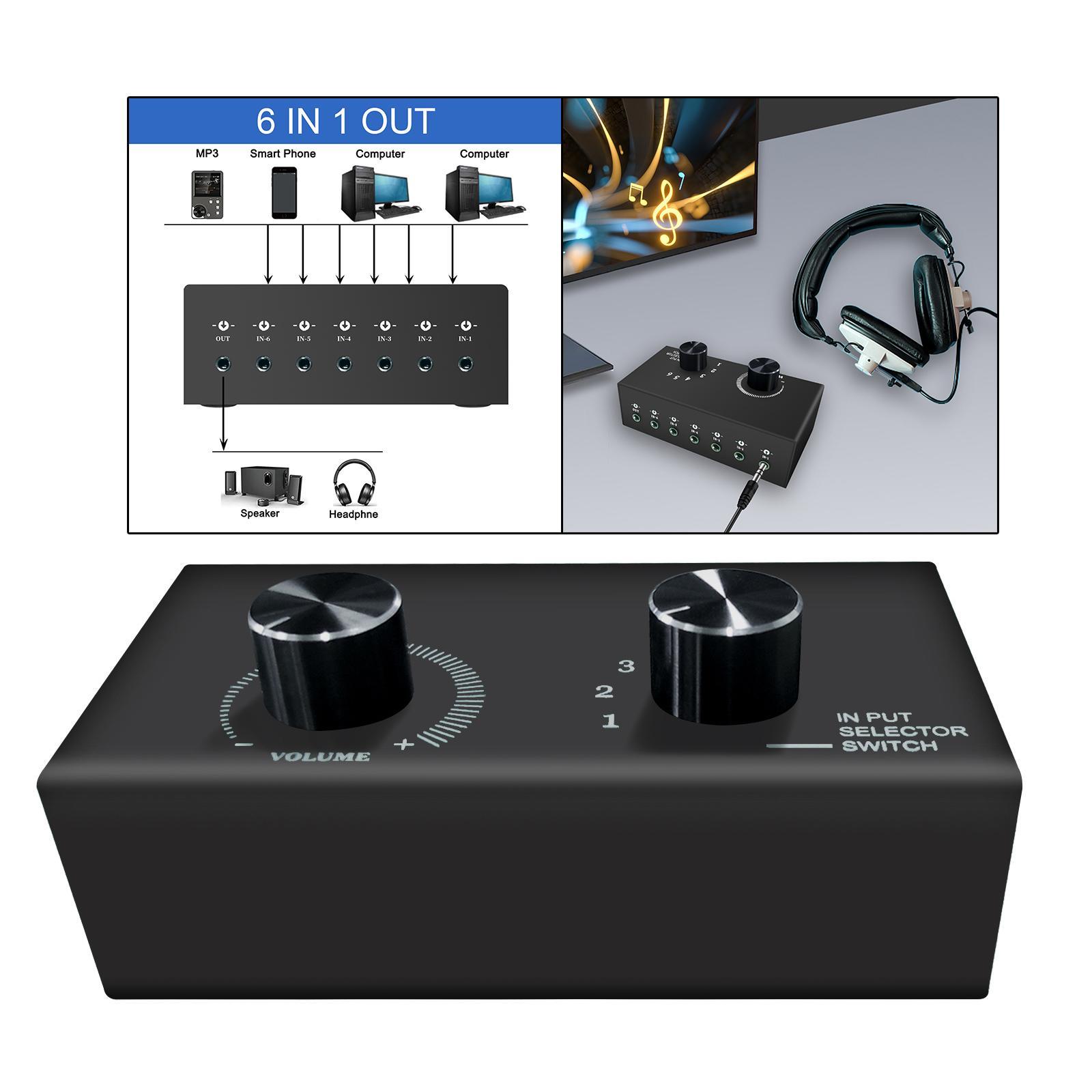 Audio Switch 3.5mm Audio Switcher Lightweight Portable for Headphone PC