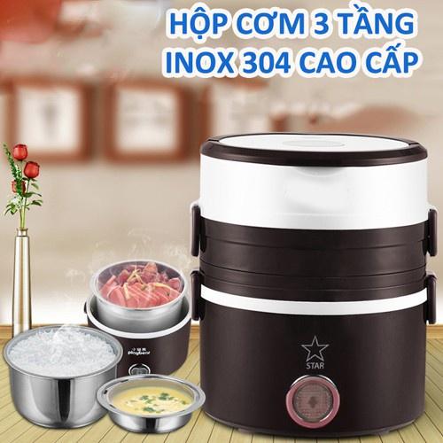 Hộp Cơm Giữ Nhiệt 3 Tầng Inox - Hộp Cơm Ủ Nhiệt Văn Phòng