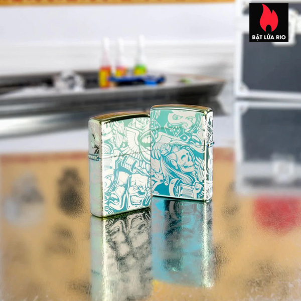 Bật Lửa Zippo 48410 – Zippo Laser 360° Tattoo Theme Design High Polish Teal