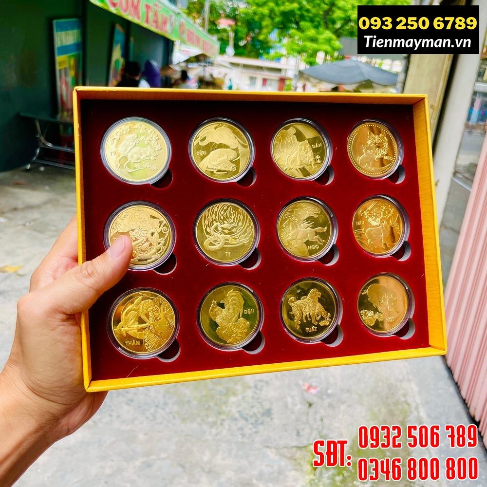 Bộ Quà Tặng Đồng Xu 12 Con Giáp Vàng Phong Thủy May Mắn - Bản Tiếng Việt, Tiền lì xì tết 2023 , NELI