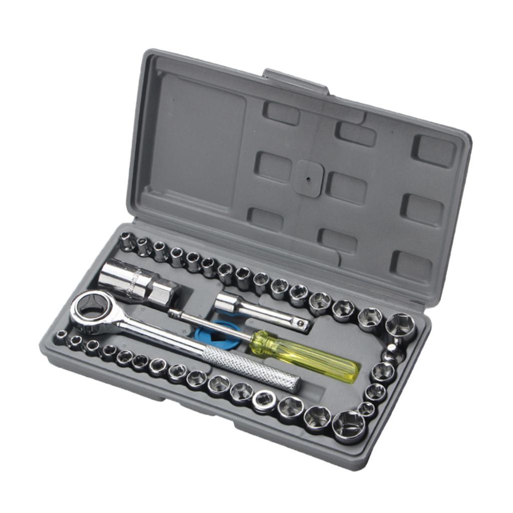 40 PIECE SOCKET SET - 1/4" &amp; 3/8" DRIVE METRIC SOCKET SET KIT TOOL KIT