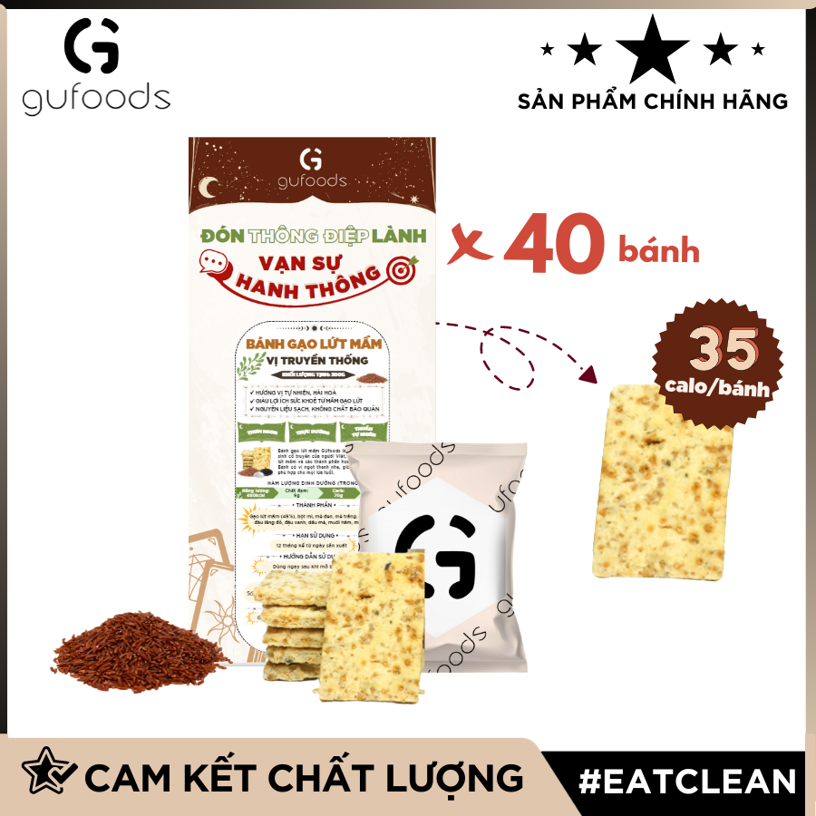 Hình ảnh Bánh gạo lứt mầm GUfoods (bánh mầm) - Giàu GABA tự nhiên, Hỗ trợ ăn kiêng, Thực dưỡng, Thuần chay