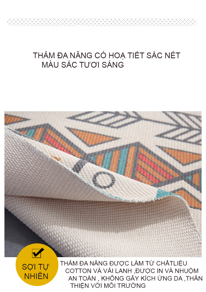 Thảm đa năng , Thảm dệt hoạ tiết thổ cẩm trang trí phòng phong cách vintage nhiều kích thước