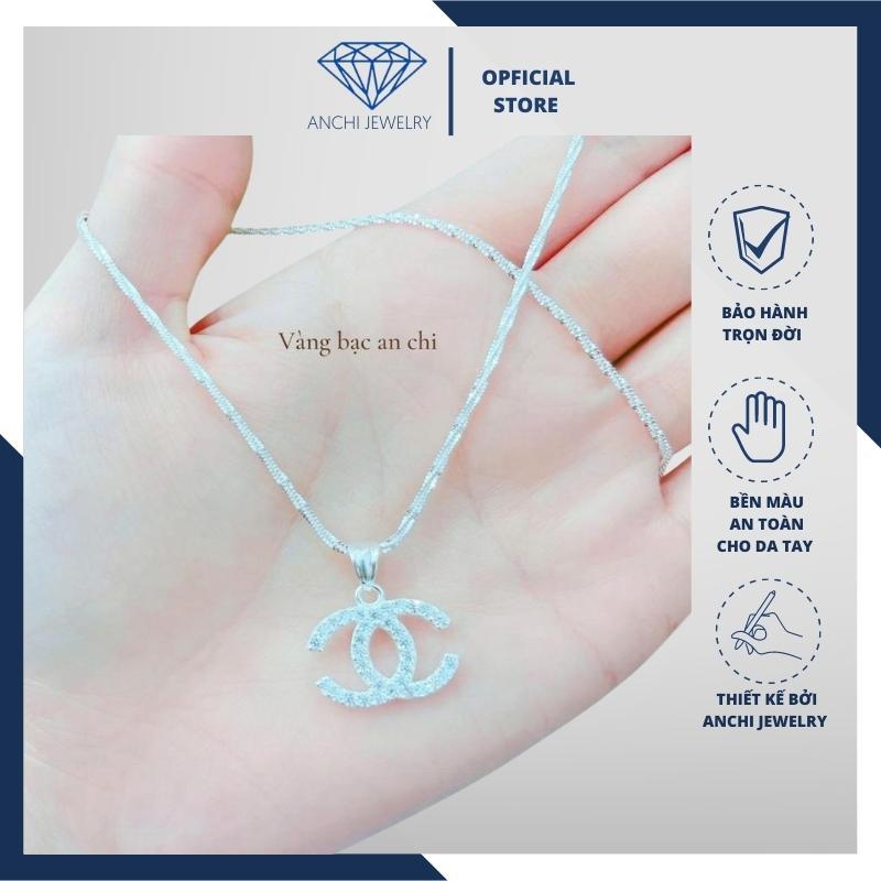 Dây chuyền bạc nữ kèm mặt hình chữ X đính đá trẻ trung thanh lịch, trang sức Anchi jewelry