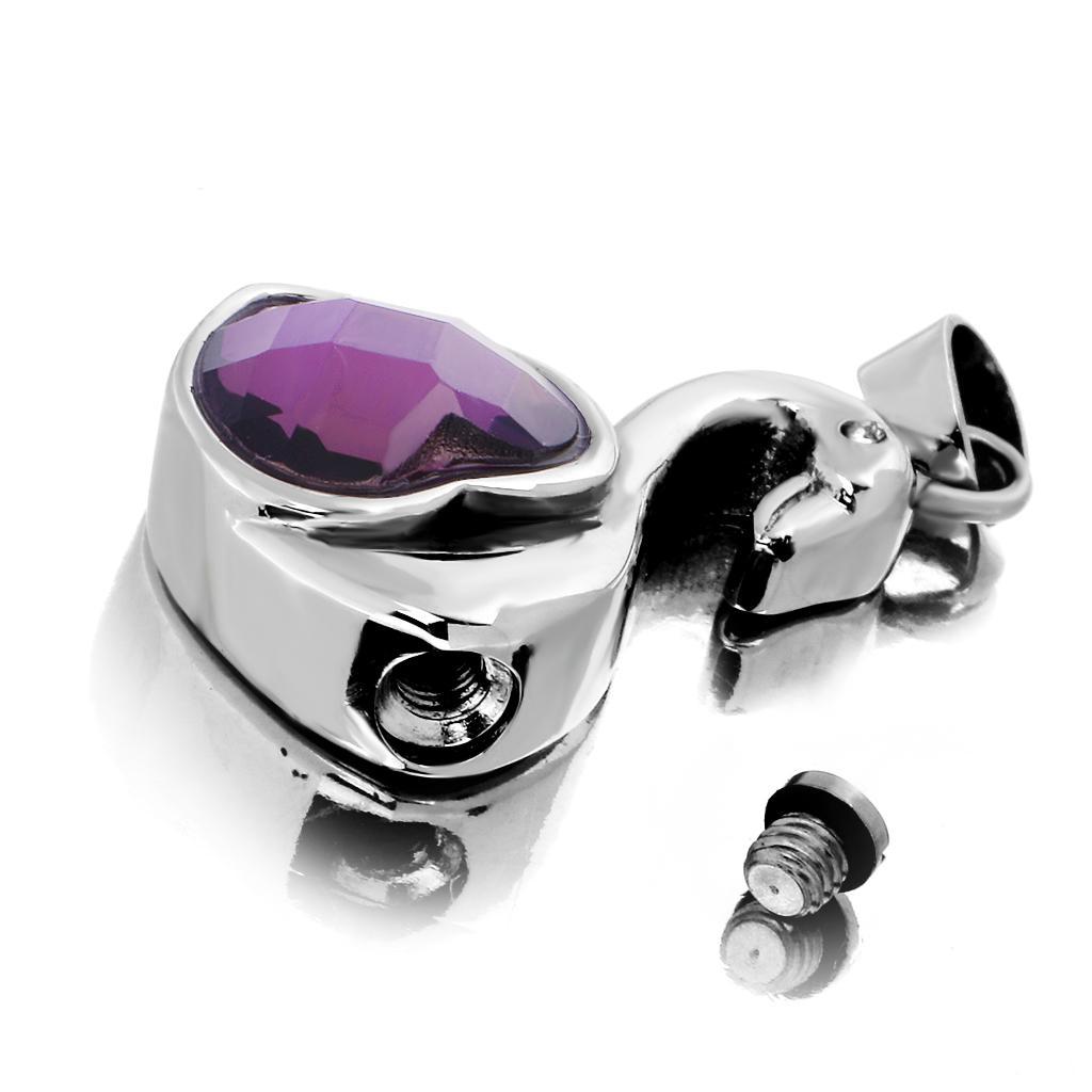 Swan Heart Crystal Cremation Pendant Urn Necklace keepsake Pet Ash Holder